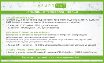 Когнитивные тренировки НейроЧат.